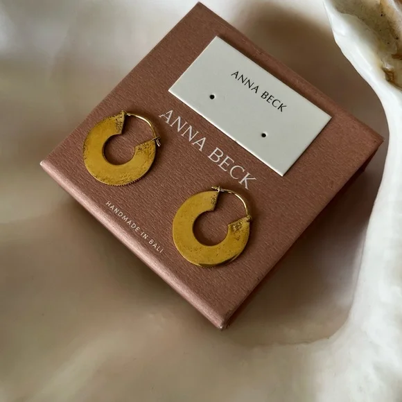 ANNA BECK Medium Smooth and Dotted Hoop Earrings - NIB - Picture 10 of 15